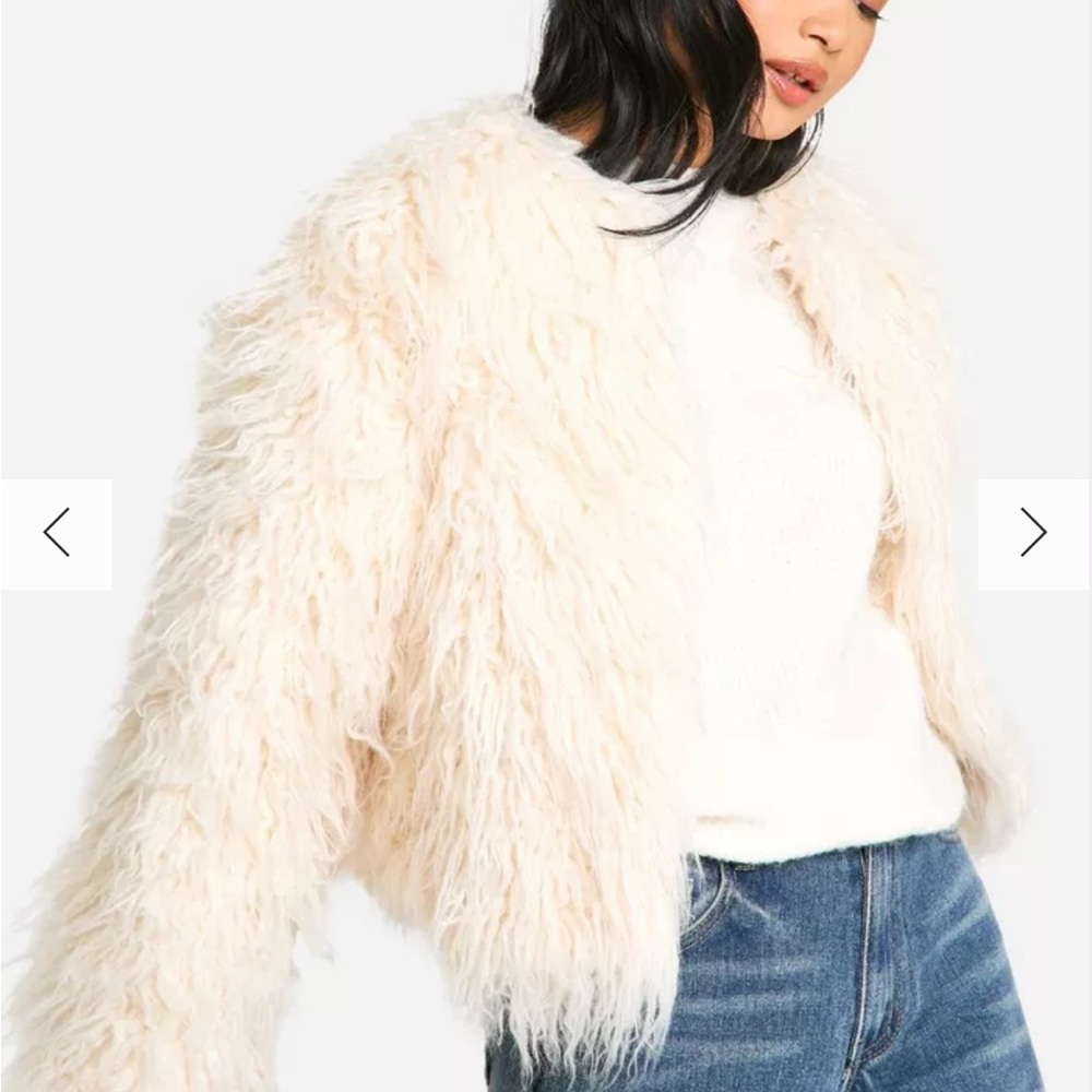 Women's Cream Faux Fur Jacket